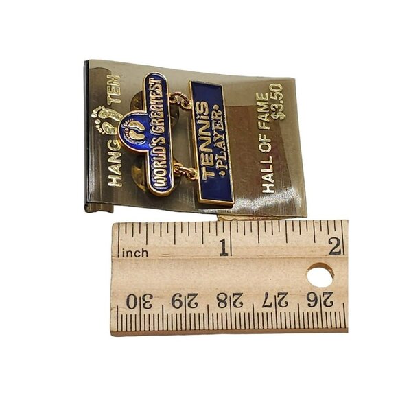 Hang Ten World's Greatest Tennis Player Hall of Fame Blue Enamel Brooch Pin - Picture 4 of 4